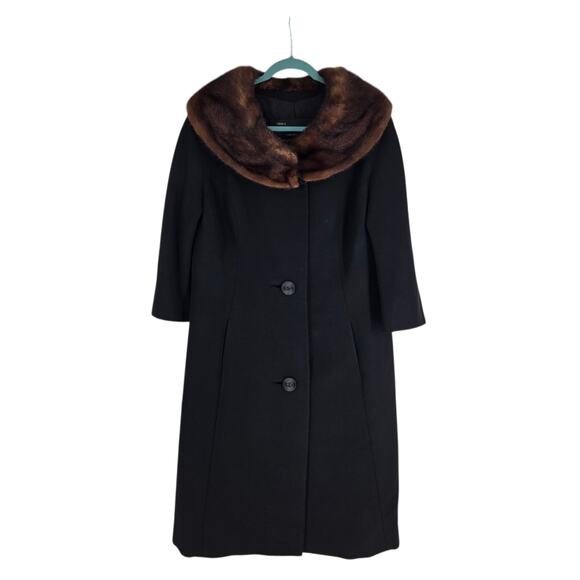 Vintage Womens Chas A Stevens Pea Coat Overcoat Size Medium Mink 3/4 Sleeve - Picture 1 of 12